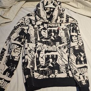 Jordan Black and White Hoodie with Red Logo